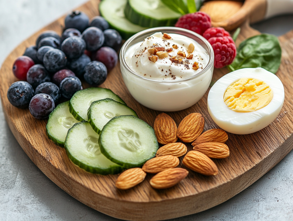 A variety of healthy, low-carb snacks ideal for managing gestational diabetes